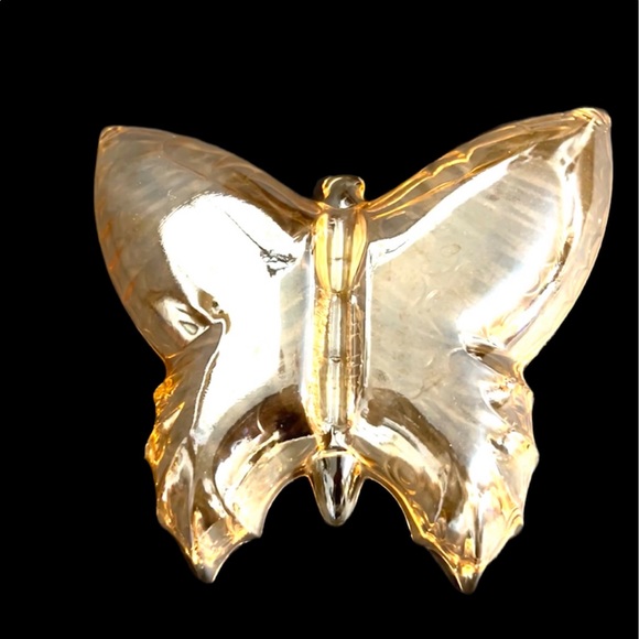 Beautiful Orange Carnival glass Butterfly Trinket Dish - Picture 4 of 4